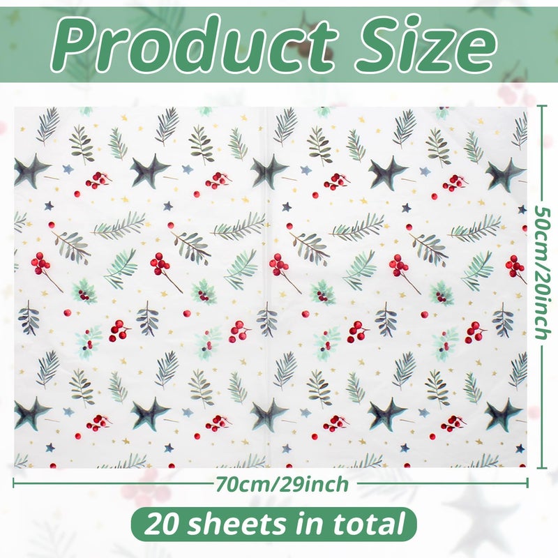 Benvo Christmas Tissue Paper 20x29 Inch - 20 Sheets Decoupage Craft Paper for Gift Wrapping, Flower DIY Art Projects, Spring Wedding, Birthday & Baby Shower Decorations(Style R) - Image 2